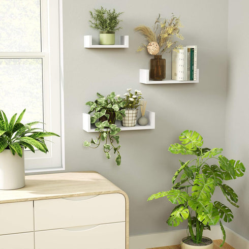 Elegant White Solid Wood Floating Shelves for Home D cor
