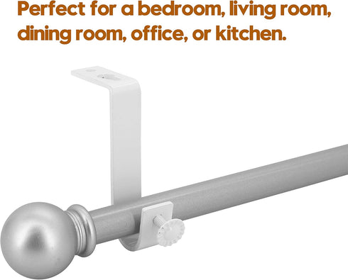 4 Pack Ceiling Curtain Rod Bracket, Heavy Duty Single Curtain Rod Holders for 1 Inch Drapery, Living Room Bedroom, White