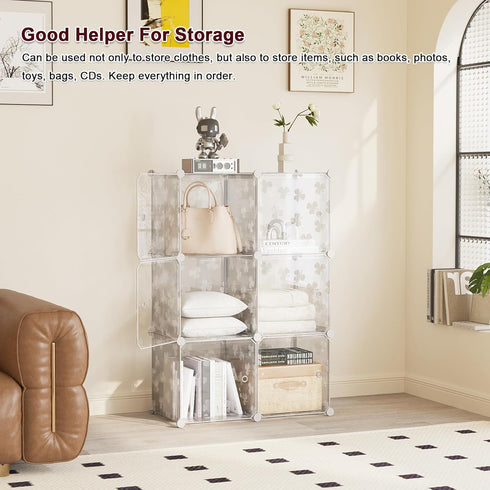 6-Cube Closet C&AHOME Cube Storage Organizer with Doors, Shelves, DIY Plastic Modular Bookshelf, Clothes Storage