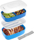 Bentgo Classic Adult Bento Box, Stackable 3-Compartment Lunch Box, BPA-Free, Ideal for Meal Prep, Blue