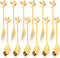 12pcs Stainless Steel Gold Leaf Coffee Spoon and Cake Forks, Kitchen Accessory for Wedding Party, Dessert, Salad,