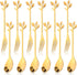 12pcs Stainless Steel Gold Leaf Coffee Spoon and Cake Forks, Kitchen Accessory for Wedding Party, Dessert, Salad,
