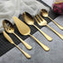 Berglander Stainless Steel Titanium Plated Flatware Serving Set, 6 Pieces, 45 Pieces Flatware with 1 Cake Server