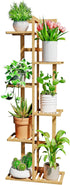 DolceLuna Plant Stand Indoor Corner, Tiered Bamboo Plant Shelf 46 Inch Tall,