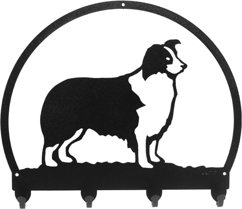 SWEN Products Border Collie Metal Key Chain Hanger, Leash Holder