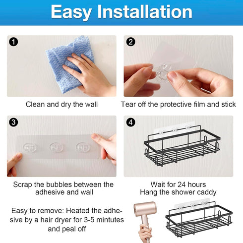 LSOSVSEU (14 Upgraded Shower Caddy Adhesive Replacement,Strong Adhesive Hooks for Shower Caddy, Waterproof Shower Shelf