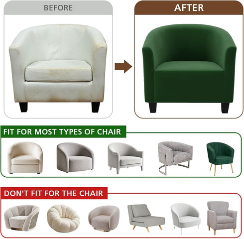 NICEEC Green Club Chair Cover Spandex Stretch Barrel Chair Slipcovers Water Repellent Tub Chair Slipcover Soft Accent