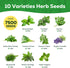 10 Pack 7,000+ Herb Seeds Variety - Heirloom Non-GMO Seeds - Basil, Cilantro, Lavender, Parsley, Dill, Thyme, Chives