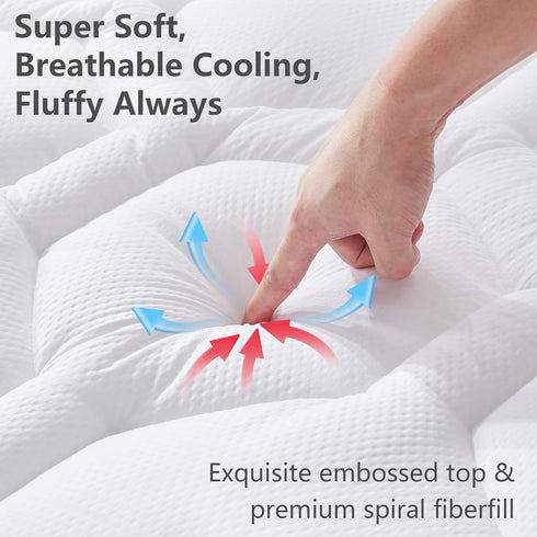 Twin Mattress Protector Waterproof, Pee Proof Quilted Fitted Cover for Kids, Soft Cooling Topper, White