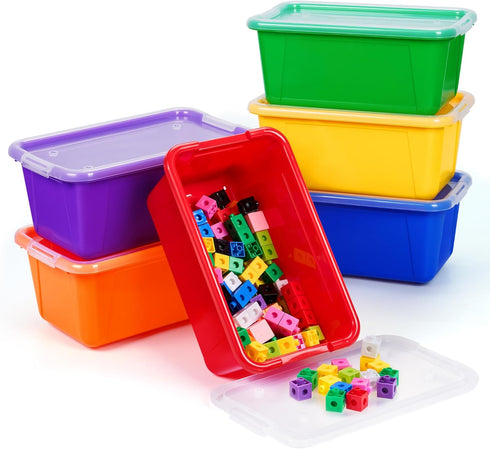 GAMENOTE 6 Quart Storage Bins with Lids, Plastic Latching Box for Classroom