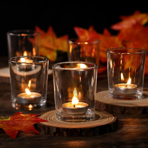 60Pcs DARJEN Votive Candle Holders- Clear Tea Lights Candle Holder, Glass Candle Holders Bulk for Wedding Centerpieces