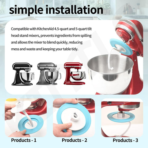 Upgrade Dough Hook Shield for Kitchen Aid 4.5qt & 5qt Tilt Head Stand Mixers, Easy Installation, Blue, MOCF-JBQLQ-2