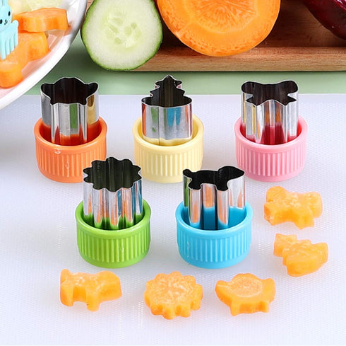 24 pcs Vegetable Cutter Shapes Sets - Cookie Cutters, Fruit Stamps Mold with 20 pcs Food Picks and Forks for Kids