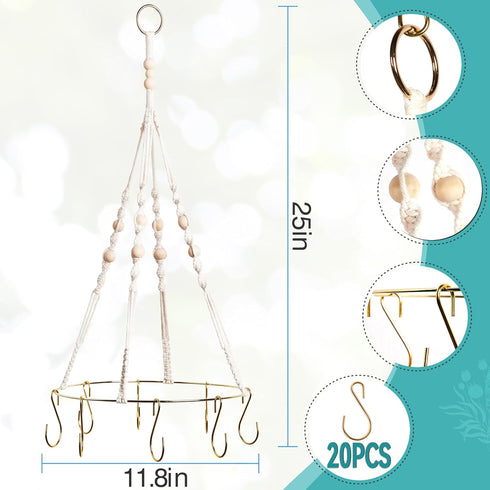 PROTITOUS 2pack Herb Drying Rack With Golden Herb Dryer Hooks, Hanging Rack With Wooden Balls, Golden Color