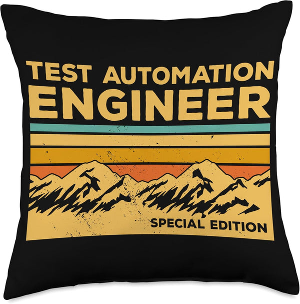 Vintage Test Automation Engineer Throw Pillow, Multicolor, 18x18