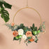 Floral Hoop Wreath, Iron Artificial Rose Flower Wreath for Front Door, Wedding Party Nursery Decor - Orange