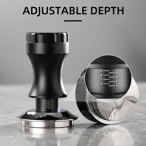 Bincoo Espresso Tamper 58mm, Adjustable Depth Stainless Steel Base Tamper for Barista Home, Fits 58mm Portafilters