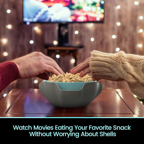 Pistachio Bowl by Elevated Essentials, Double Dish Serving Bowl with Shell Storage for Snacks and Fruit