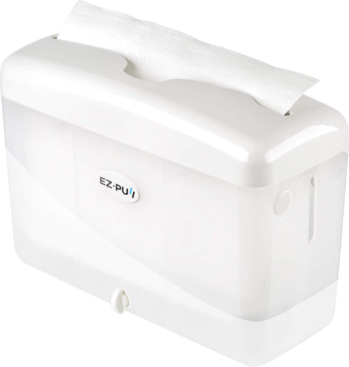 EZbrnd Countertop SLIMFOLD Hand Towel Dispenser - Kitchen/Bathroom/Office/RV/Airbnb Guest Towel Holder, White