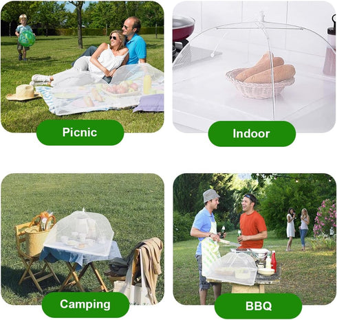 (6 Pack) Pop-Up Picnic Mesh Food Covers Tent Umbrella for Outdoors, Reusable and Collapsible
