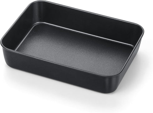 TeamFar Lasagna Pan, 9.4 x 7 x 2 Inch Stainless Steel Deep Baking Pan for Toaster Oven, Black Non-Stick
