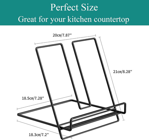 Cookbook Stand Holder for Kitchen Counter - Recipe Book Stand for Hands-Free Reading (Black)