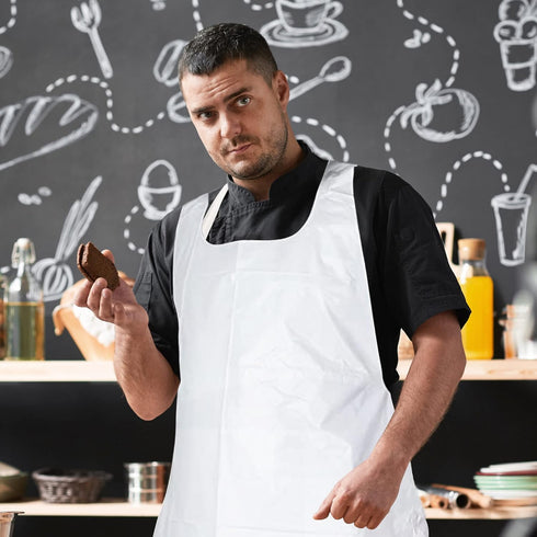 2 46"x28" MT Products Mil White Disposable Poly Aprons - Waterproof Plastic Bibs for Cooking, Dishwashing & Art (Bulk)