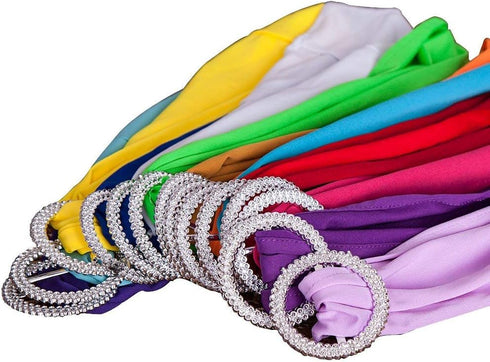 MDS Pack 10 of Spandex Chair Sashes Bow Premium Stretch Chair Cover Band with Buckle Slider Universal fits Elastic