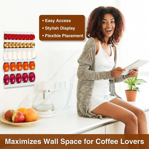 Coffee Pod Holder, K Cup Holders for Counter, 10 PCS Wall Mount Coffee Pods Storage Organizer with Adhesives