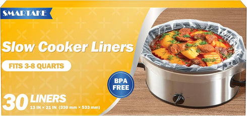 SMARTAKE Slow Cooker Liners, Large Size 13"x 21" Disposable Cooking Bags, Fit 3QT to 8QT, 30 Liners