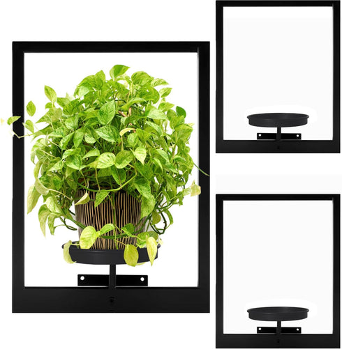 TECKED 3 Pack Black Metal Indoor Window Plant Shelves Hanging Plant Shelves Picture
