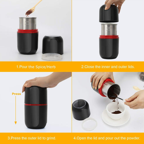 Turimon Electric Herb Grinder, Large Herbal/Coffee Mill/Crusher for Spice and Herbs - Black - 4.2 oz Capacity with Brush