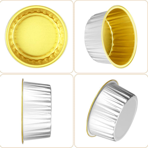 EUSOAR Cupcake Liners with Lids, 30pcs 5oz Disposable Aluminum Foil Ramekins for Baking, Dessert Cups with Lids