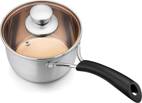 Herogo 2Qt Stainless Steel Saucepan with Lid, Rust Free & Dishwasher Safe for Gas Electric Stove Top