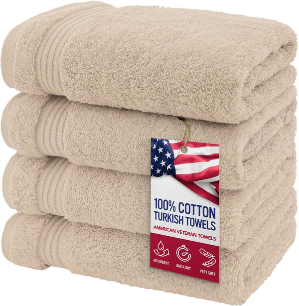 American Veteran Towel, Hand Towels for Bathroom Set of 4, 100% Cotton