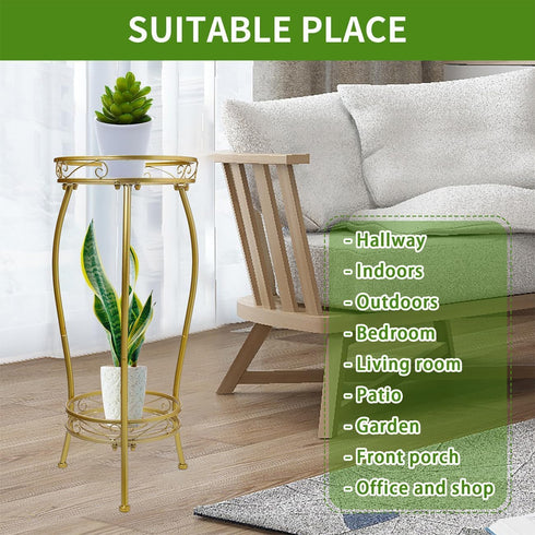 2 27'' LOYAL TIGER Plant Stand Indoor Outdoor Tier Tall Metal Potted Rack Flower Pot Stand Heavy Duty Rustproof Iron