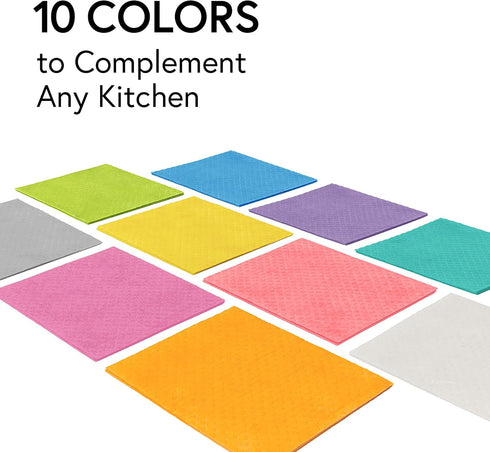 Swedish Wholesale Swedish DishCloths - 10 Pack Reusable Paper Towels, Eco-Friendly Cellulose Sponge Microfiber