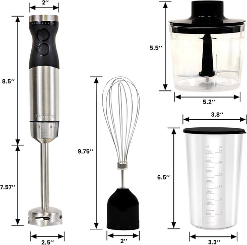 Kenmore Immersion Hand Blender, Variable Speed Handheld Mixer with 700mL Beaker Lid for Smoothie Food Chopper