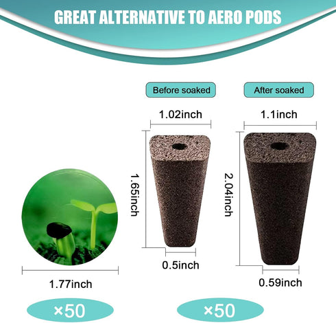 100pcs 50pcs 50pcs Haligo Square Pods for Hydroponics Growing System, Square Grow Sponges with Pods Labels, Supplies