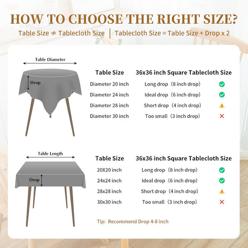 2 Pack 36X36 Inch Small Square Table Cloth Black Washable Fabric Tablecloth Polyester Solid Table Cover for Night Stand