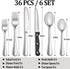 36 Pcs Silverware Set with Steak Knives Service for 6,Stainless Steel Flatware Set,Mirror Polished Cutlery Utensil Set,Home Kitchen Eating Tableware Set,Include Fork Knife Spoon Set,Dishwasher Safe by MUTNITT