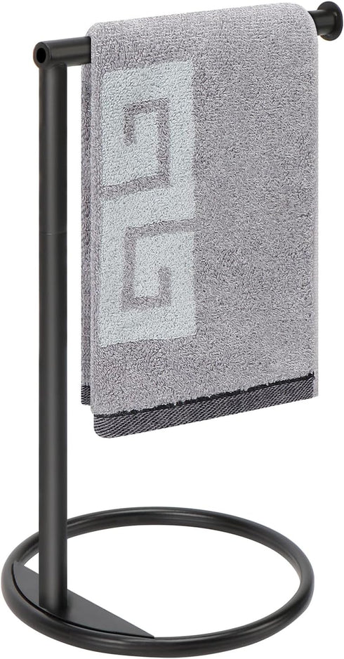 NearMoon Hand Towel Holder Stand, Thicken Metal L Shape Towel Rack for Bathroom Kitchen Vanity Countertop, Matte Black