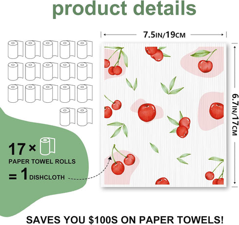 Aitoper 6 Pack, Swedish Dishcloths for Kitchen, Reusable Paper Towels Washable,Super Absorbent, Fast Dry Cleaning