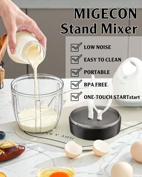 Stand Mixer - Electric Portable Kitchen Mixer for Cake, Milk Frother, Use with Egg, Coffee, Hot Chocolate (Dark Grey)