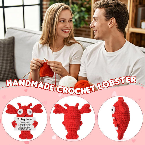 YUEYUQIU Anniversary Birthday Gifts for Her Him Grilfriend Boyfriend - to My Love Handmade Crochet Lobster, I Love You