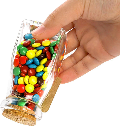 30 Pack 4 OZ Set yarlung Glass Favor Jars with Cork Lids, Clear Small Candy Jars Square Decorative Bottles