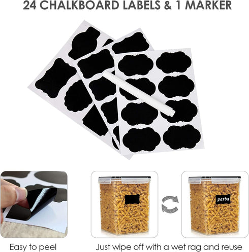 4 5.2L 175oz, 4 4 24 Vtopmart PCS Large Food Storage Containers / Pieces BPA Free Plastic Airtight Canisters for Flour