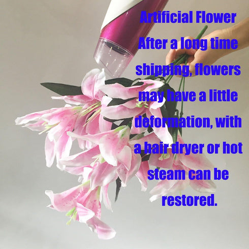 Artificial Lily - 10 Heads Fake Flower Bouquet for Wedding Party Decor, Home, Hotel, Office, Garden Craft Art (Orange)