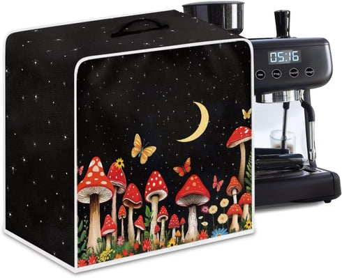 Moon Mushroom Coffee Maker Cover, Stain Resistant Washable Cover with Handle for Kitchen Appliance Protection