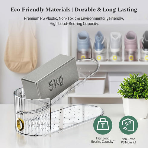 SummerVines 10 Pack 50% Closet 10 Pack) Clear Shoe Slot Organizer, Shoe Stacker Organizer Holders for A Pair of Shoes